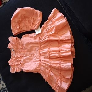 Guess Baby Girl Dress in Peach Size 24 mos. 2 piece set w/ Bloomers 100% Cotton